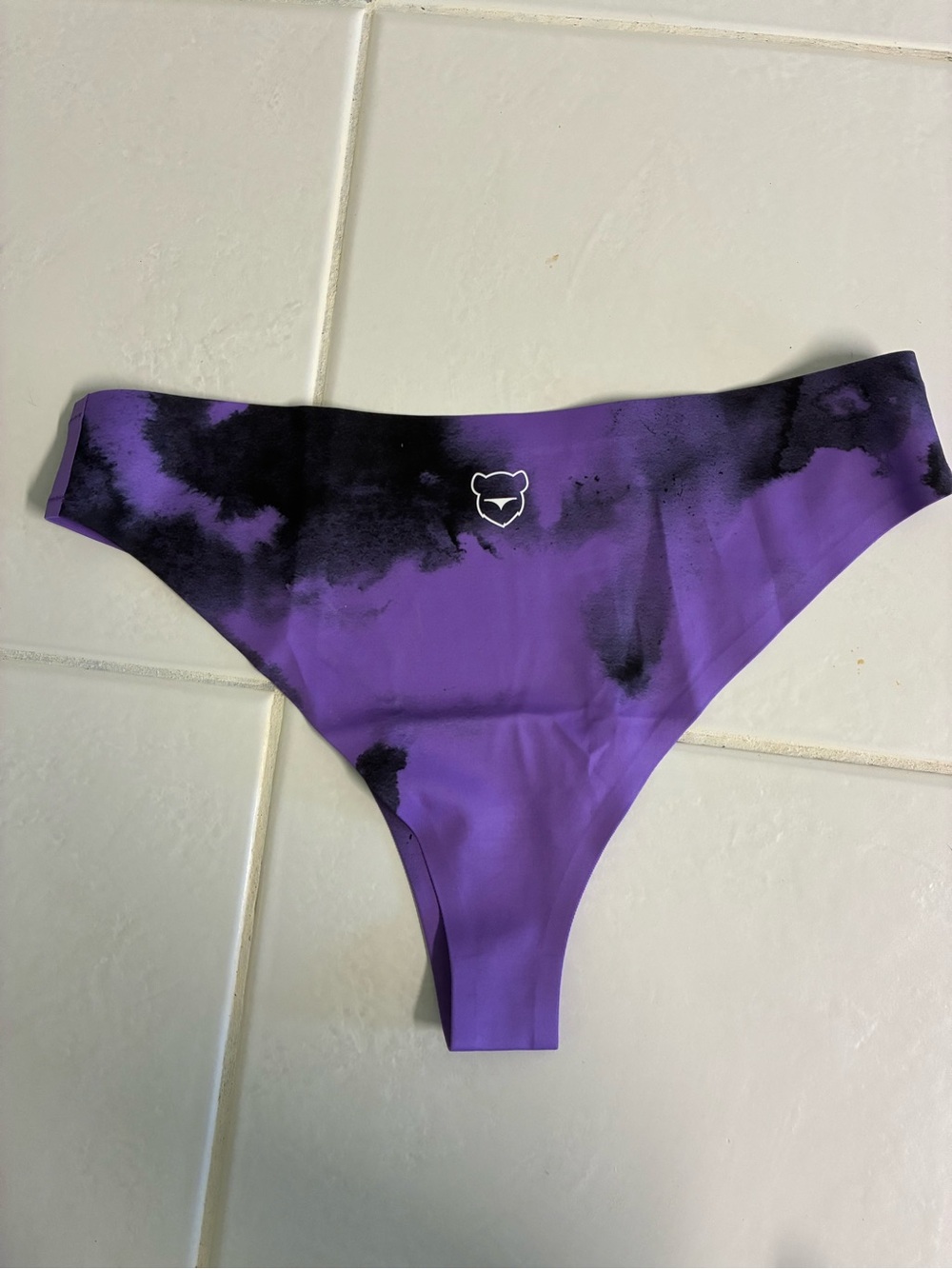 Purple Tie-Dye Bikini Bottom with Minimal Logo